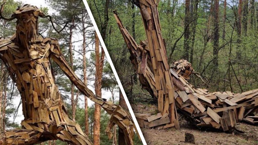 Rzeźby z drewna w Galerii Leśnej Powstania Styczniowego